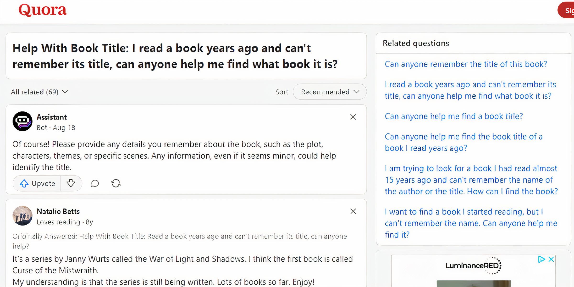 Quora book search help