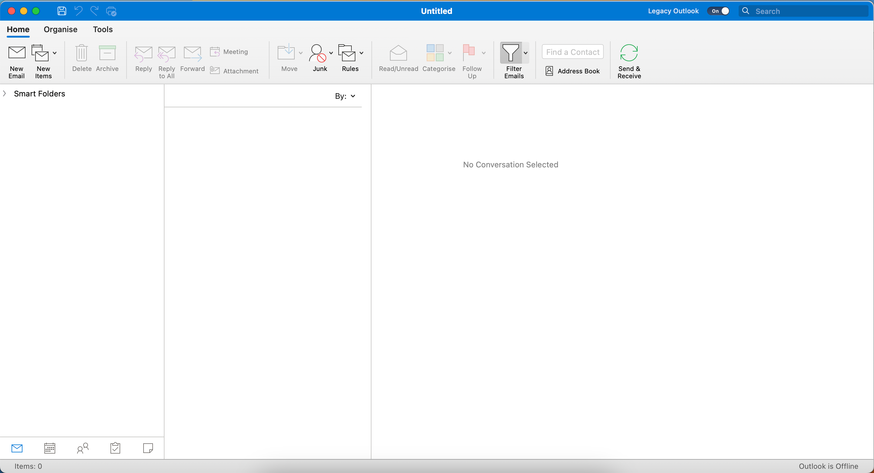 Outlook's interface changed to the legacy version on a computer