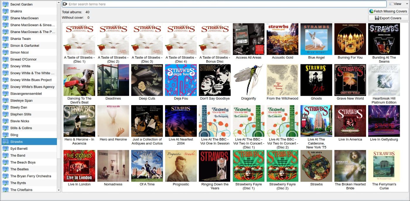 Screenshot of the Strawberry Music Player collection window