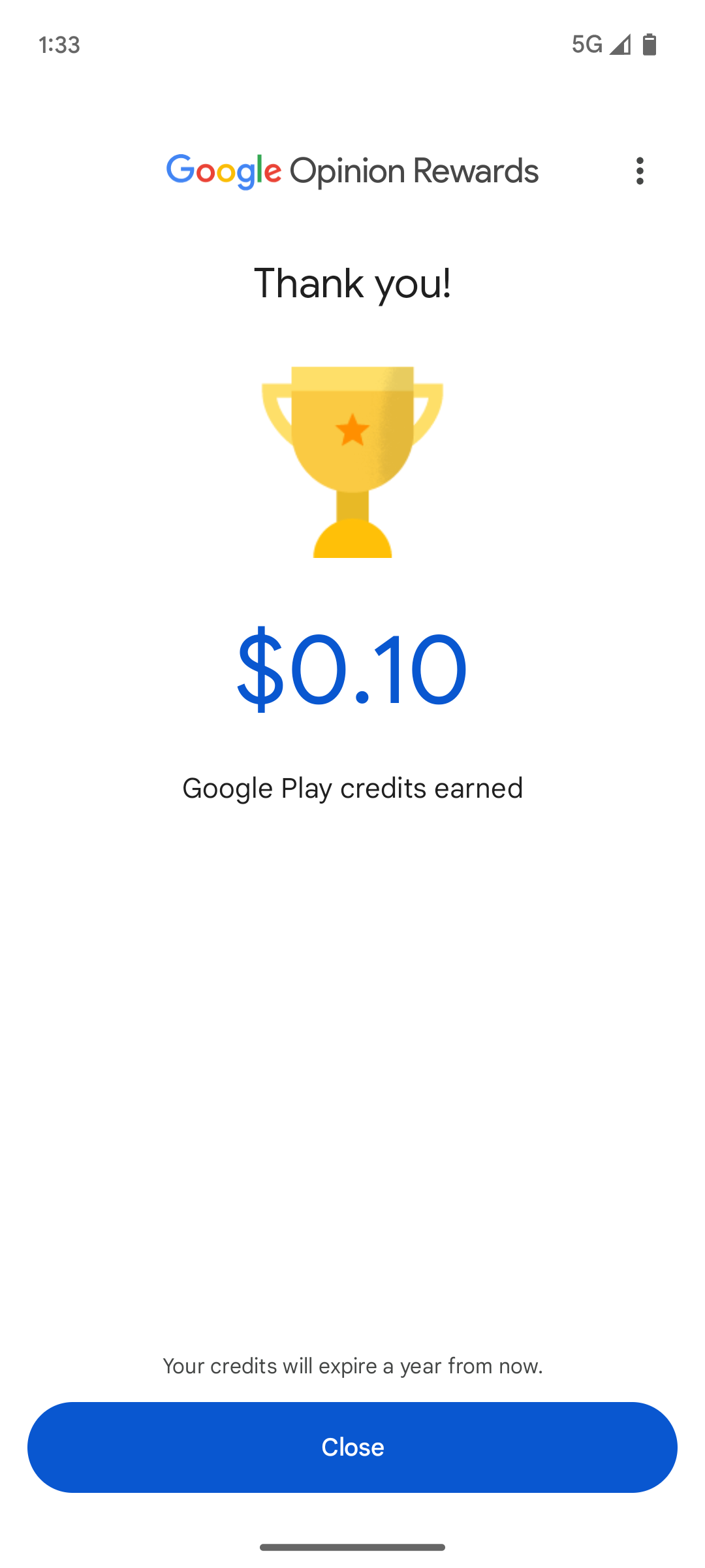 Google Opinion Rewards به کاربر 10 سنت می دهد