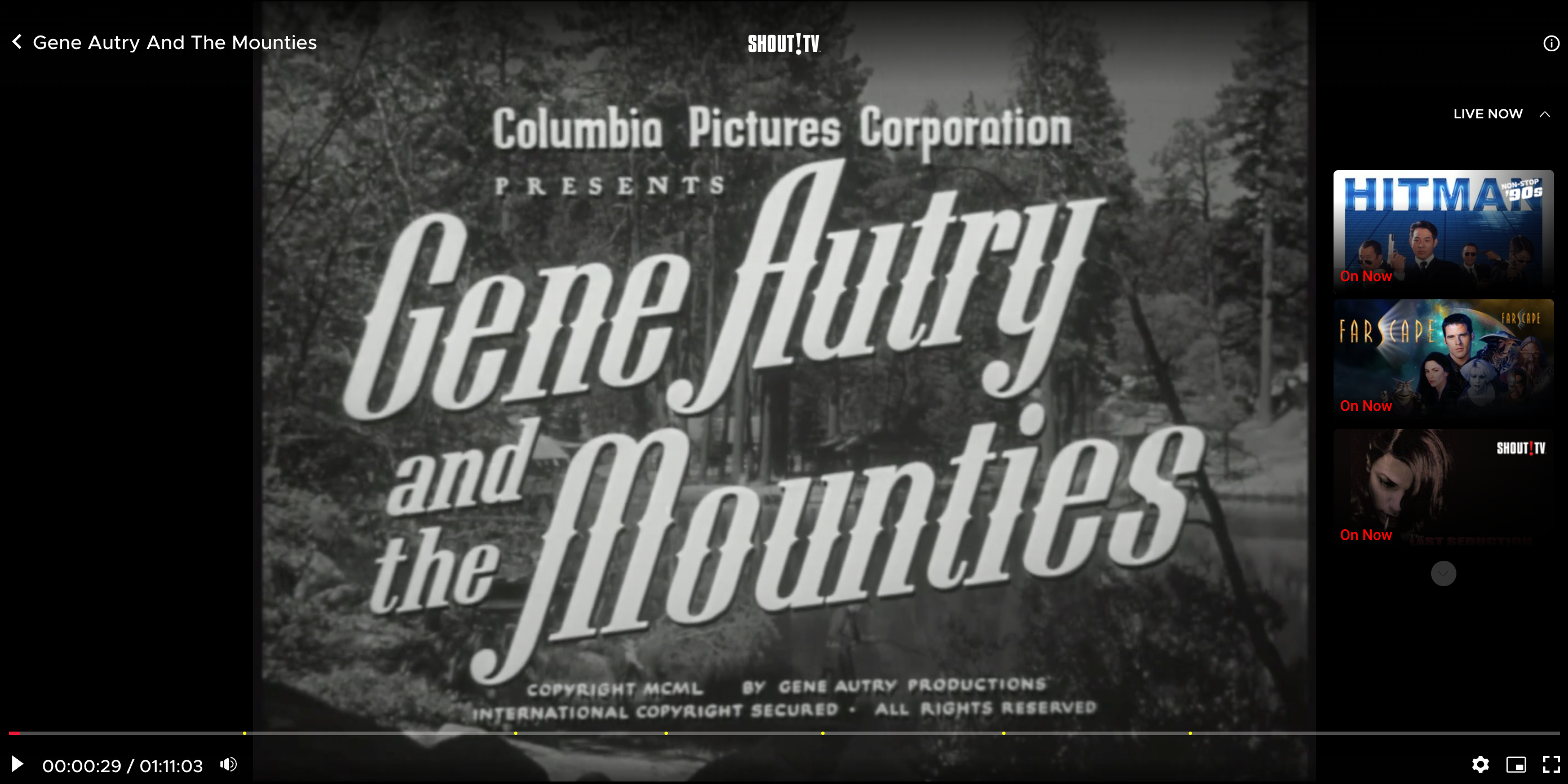 Shout! TV plays the classic film "Gene Autry and the Mounties"