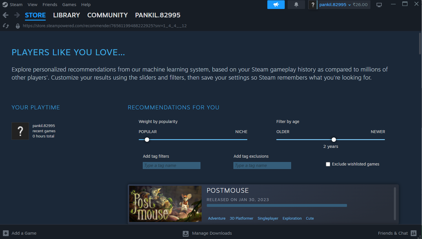 Steam Interactive Recommender