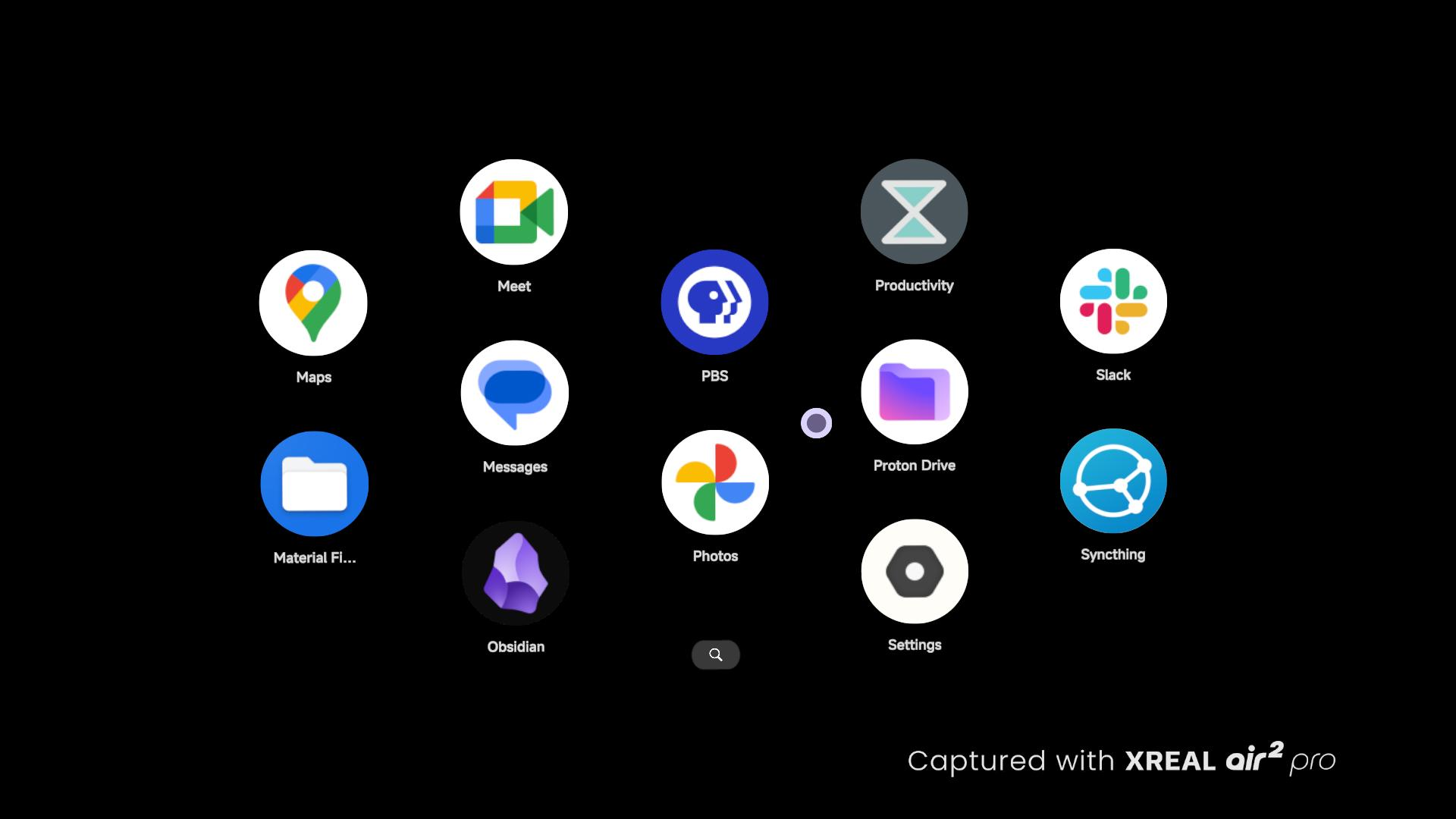 A grid of app icons on the XREAL Beam Pro