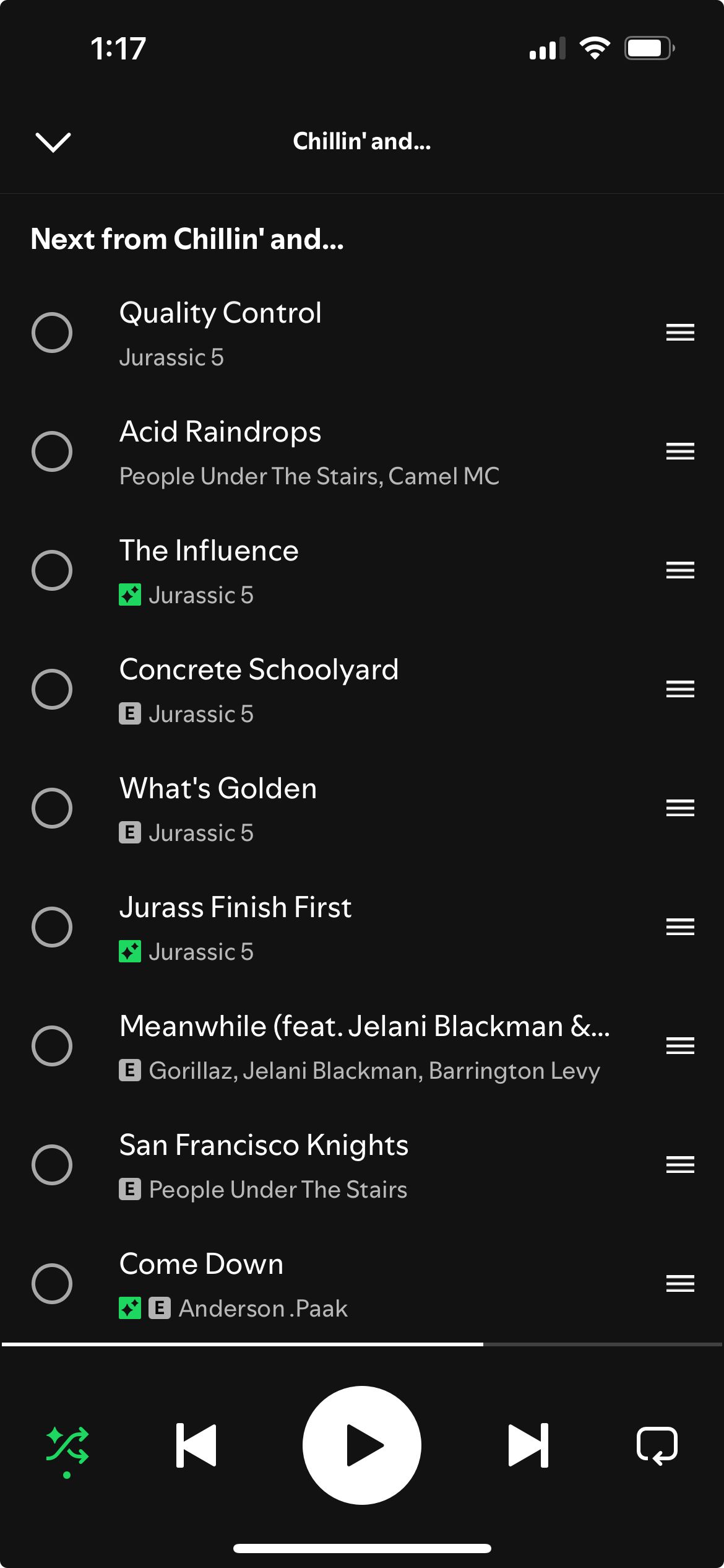 A screenshot of a Spotify playlist.