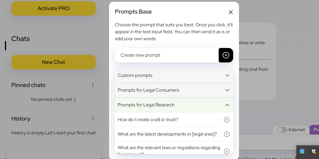 AI lawyers prompt base screenshot
