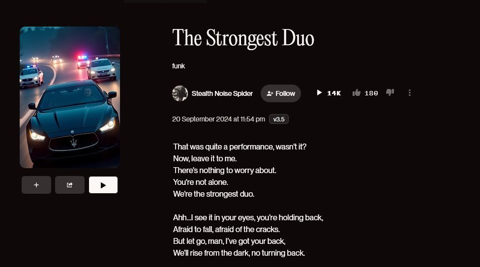 AI song on Suno called strongest duo