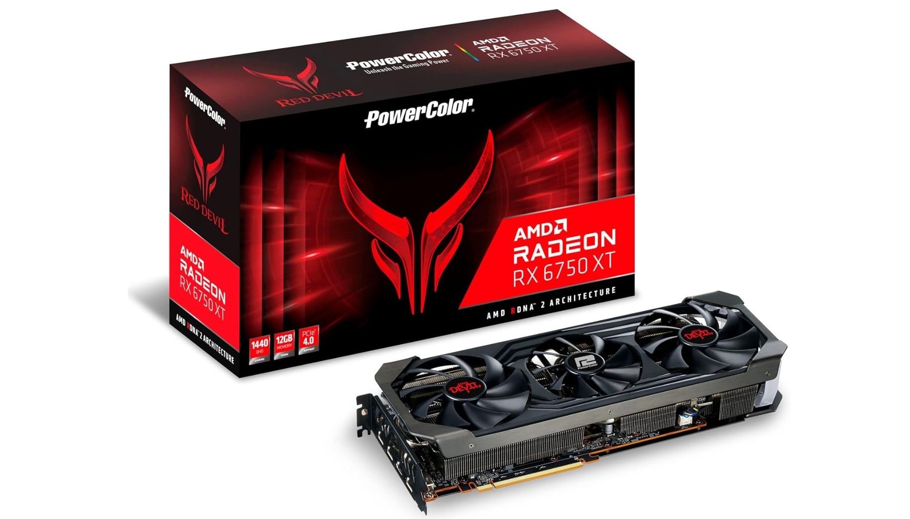 amd radeon rx 6750 xt next to powercolor box