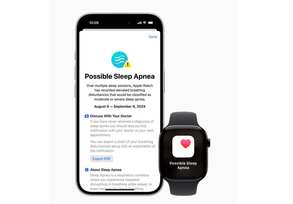 اپل واچ سری 10 تشخیص آپنه خواب