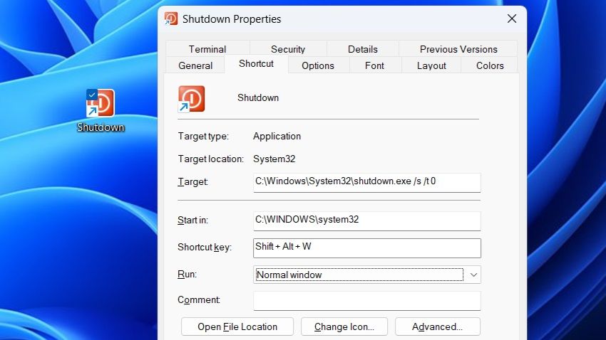 Assign Keyboard Shortcut for Shutdown on Windows