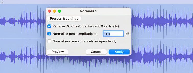 Audacity - عادی کردن یک مسیر.