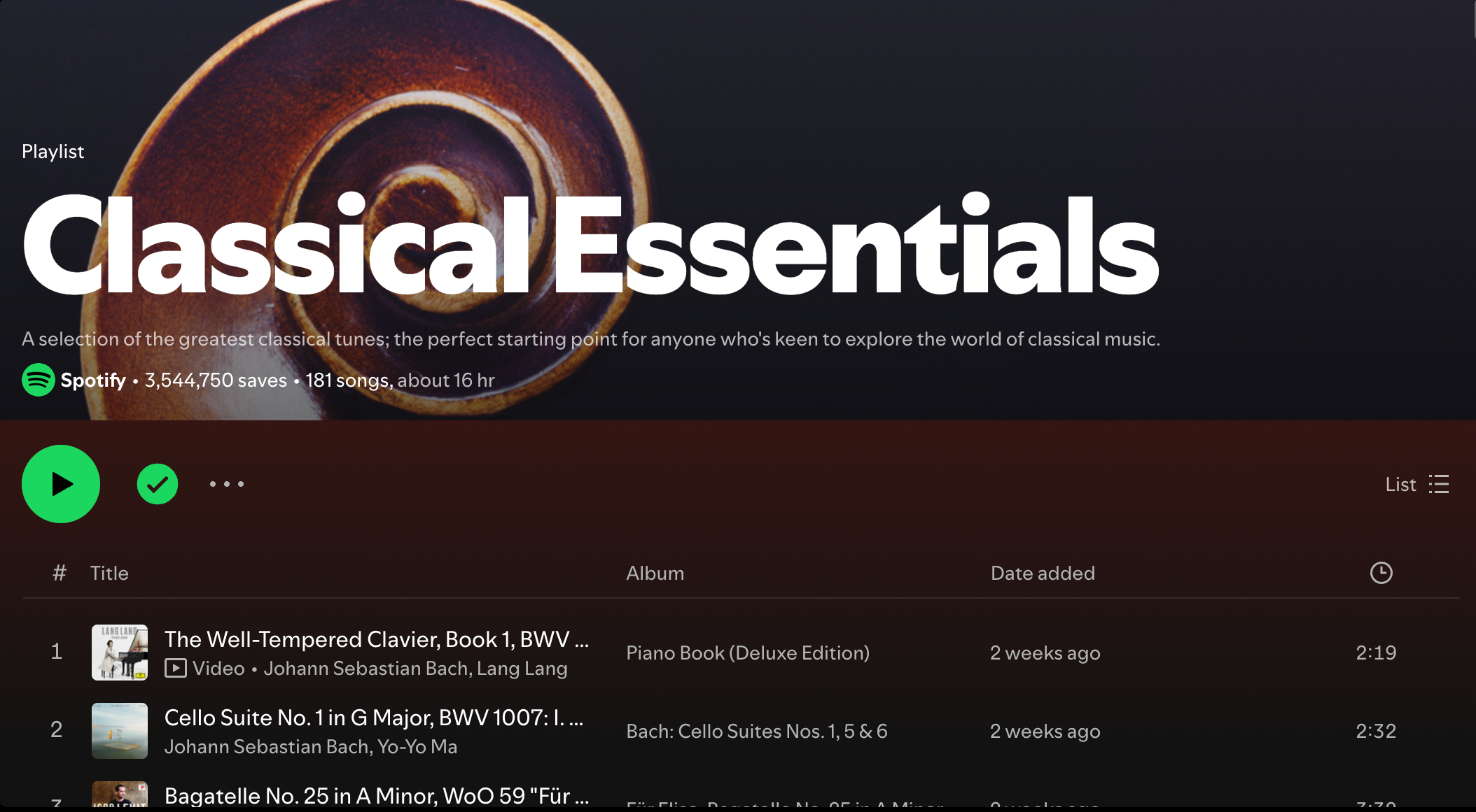 لیست پخش Classical Essentials در Spotify