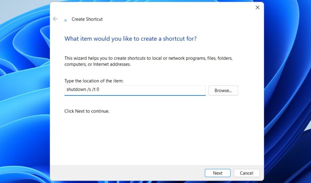 Create Shutdown Shortcut for Windows