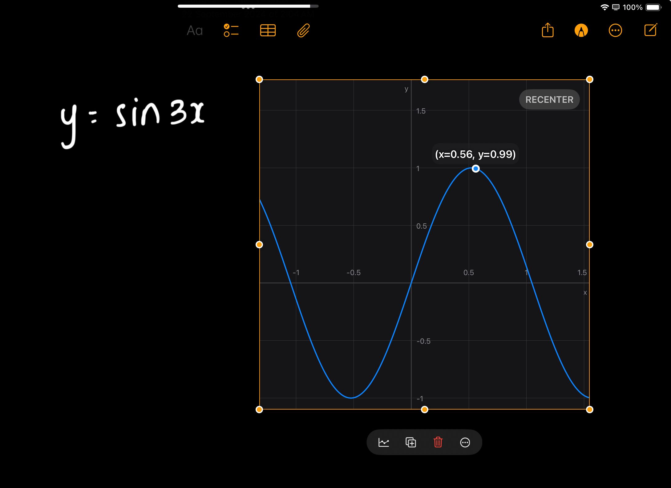 creating a triogonometric graph in Math Notes