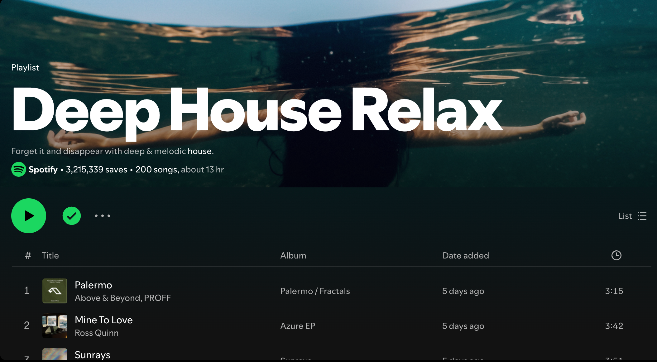 لیست پخش Deep House Relax در Spotify