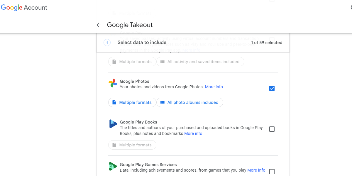 دانلود Google Photos از طریق Google Takeout