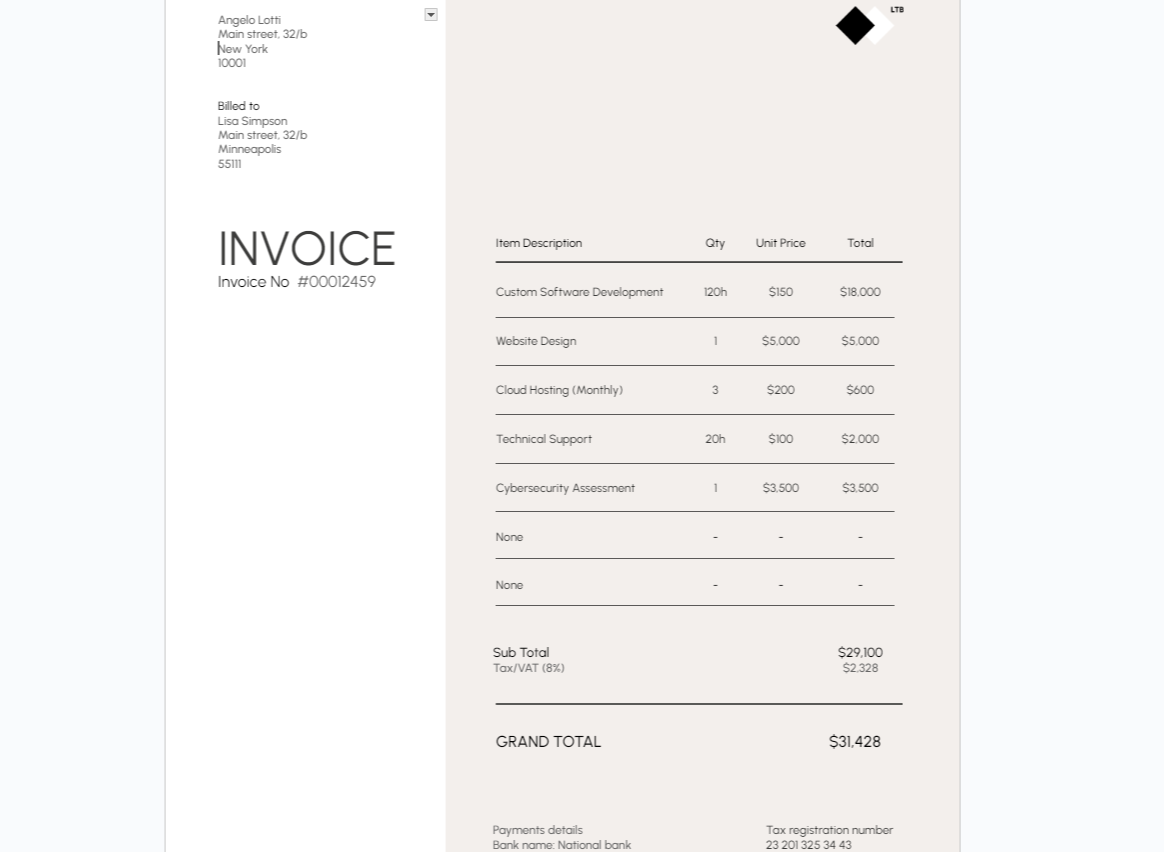 GooDocs Invoice Template