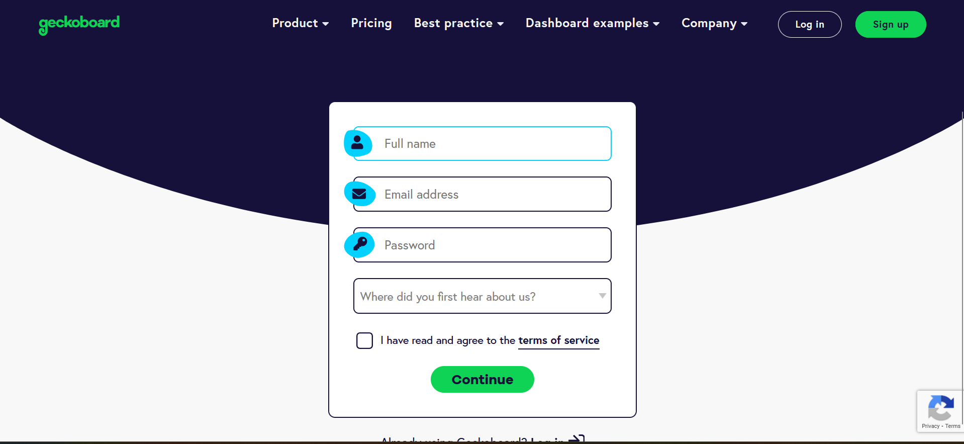 Geckoboard Signup Form