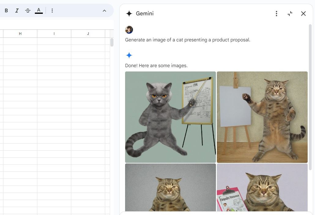 Generatring images with Gemini in Google Sheets