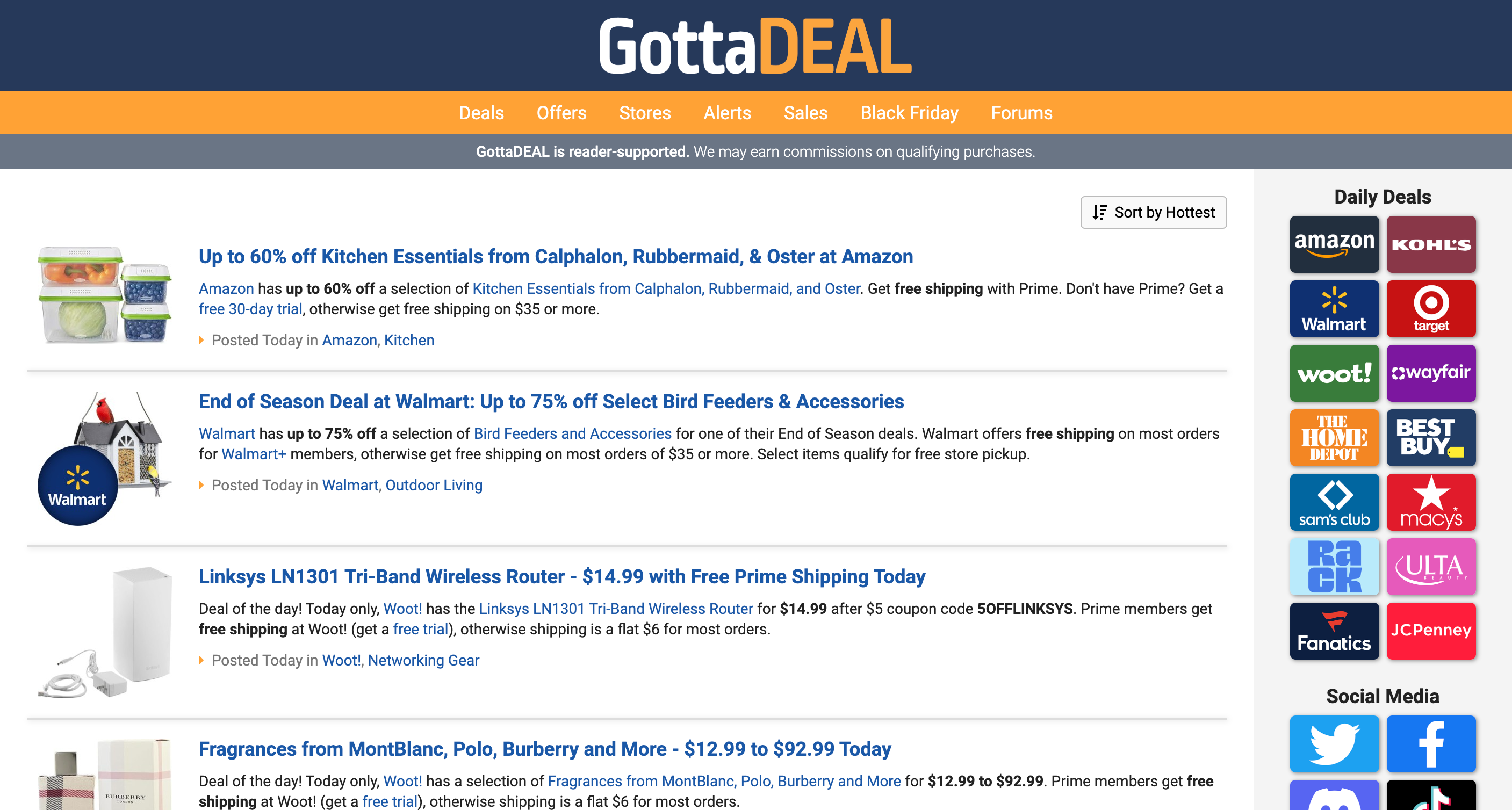 GottaDEAL deals website homepage