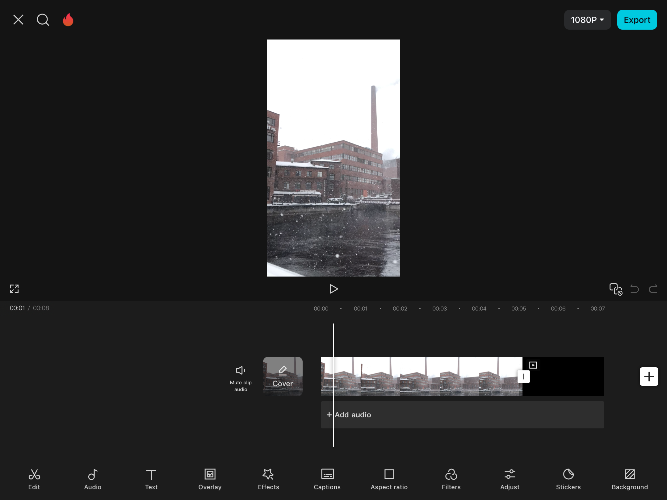 Editing a short-form video in CapCut