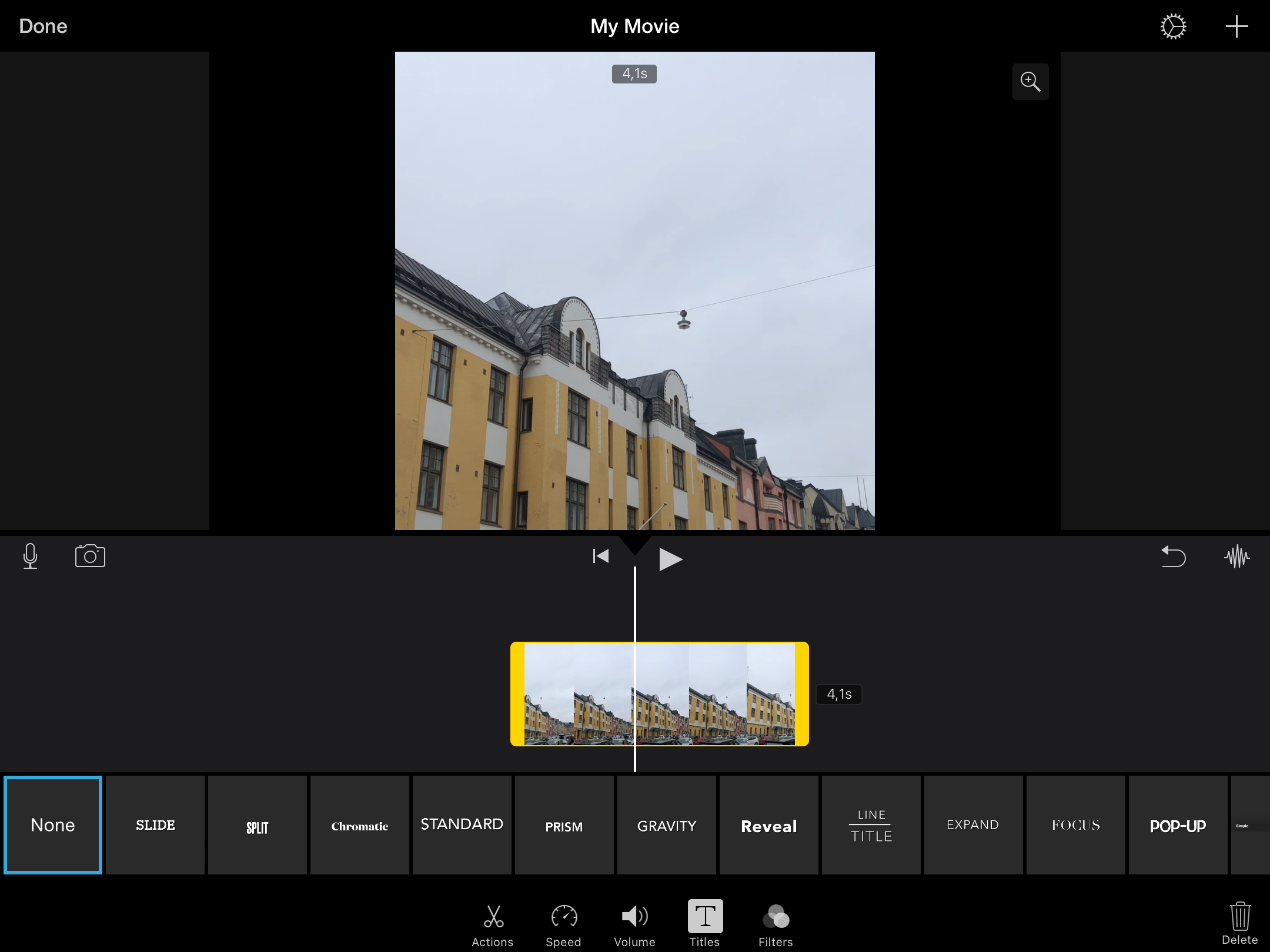 The iMovie app on an iPad