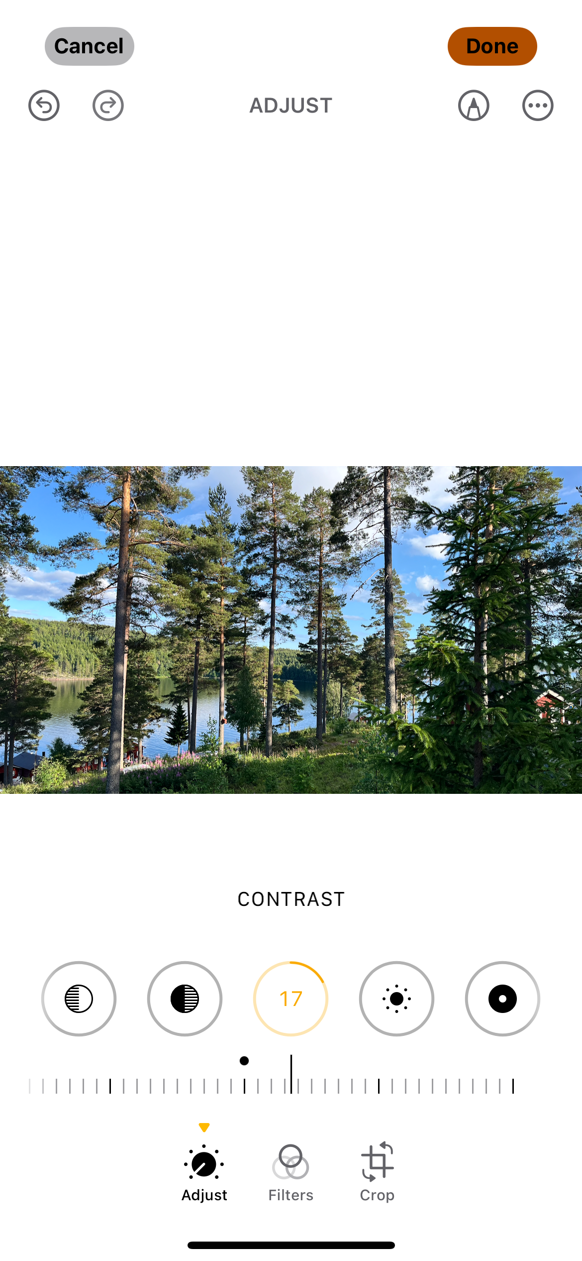 the ios photos app editing contrast