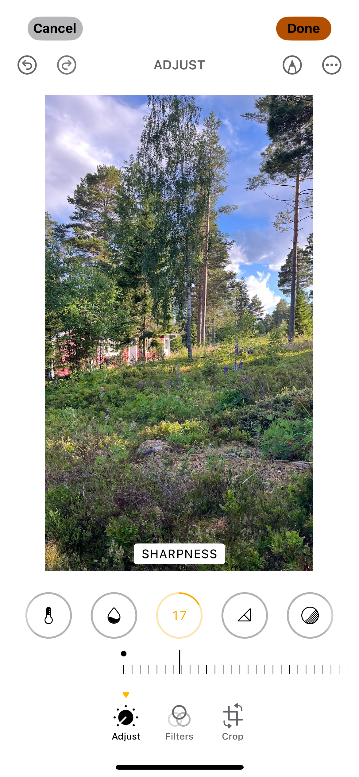 editing sharpness in the ios photos app