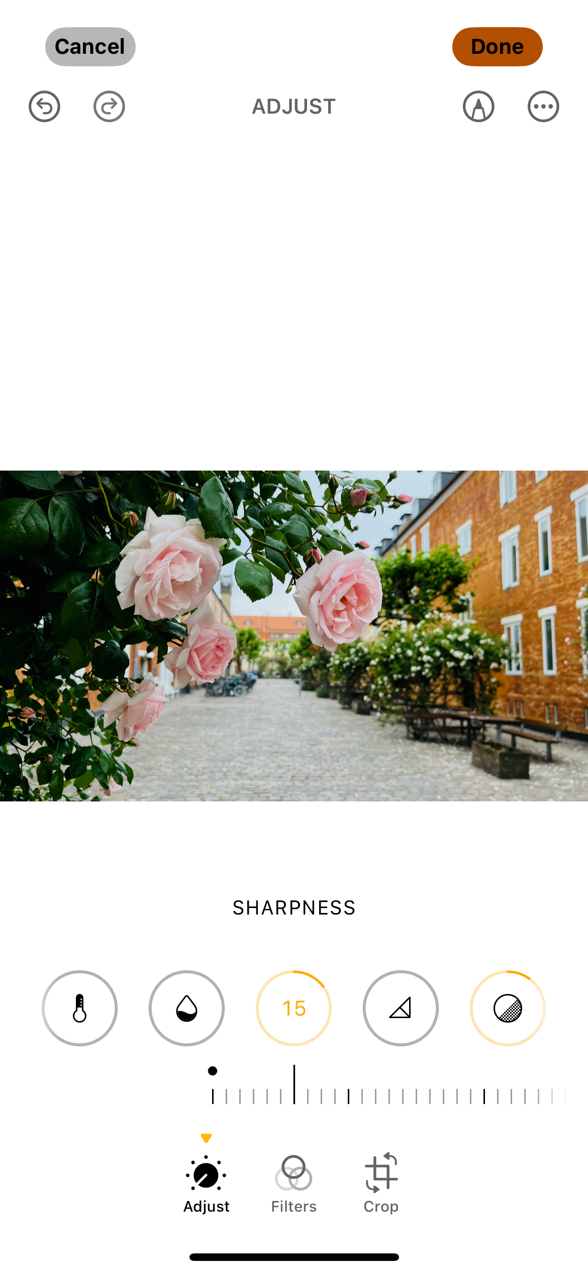 Editing the Sharpness Slider on iPhone