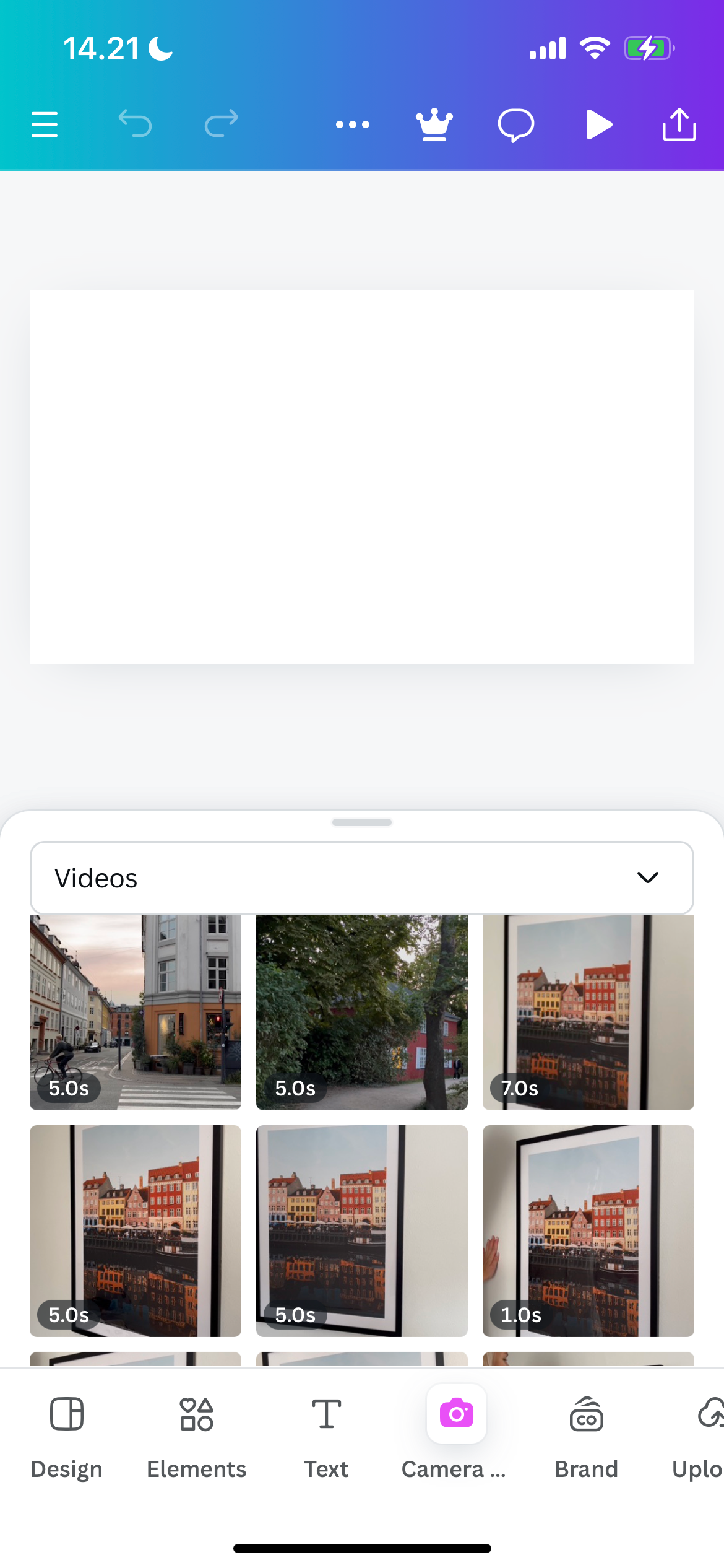 Open the Videos section in Canva