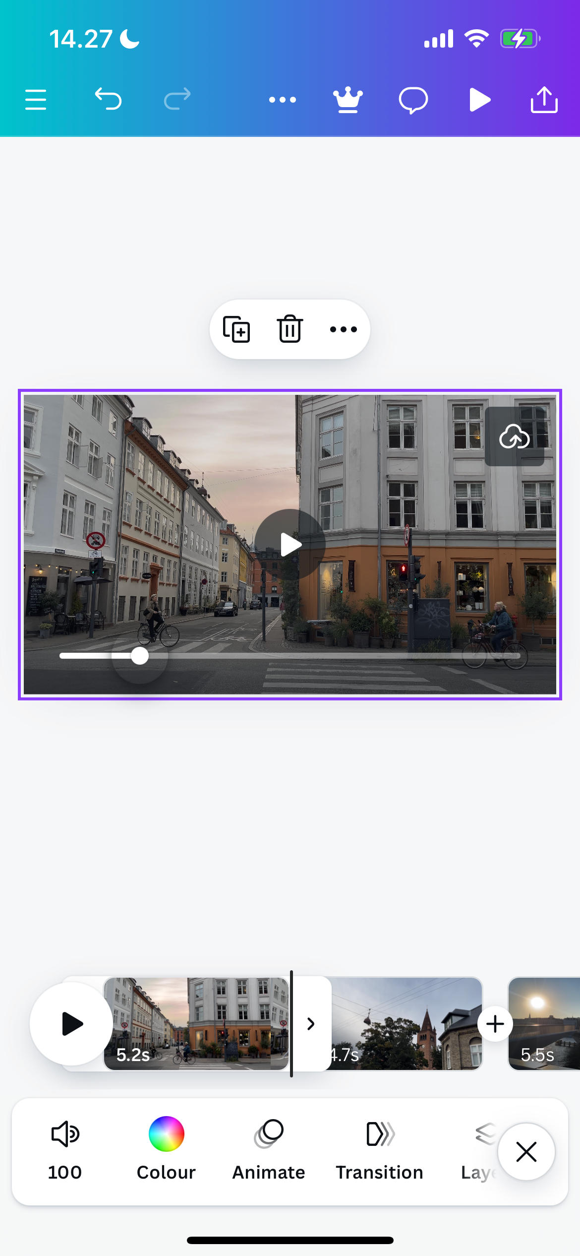 a list of videos imported in the canva app