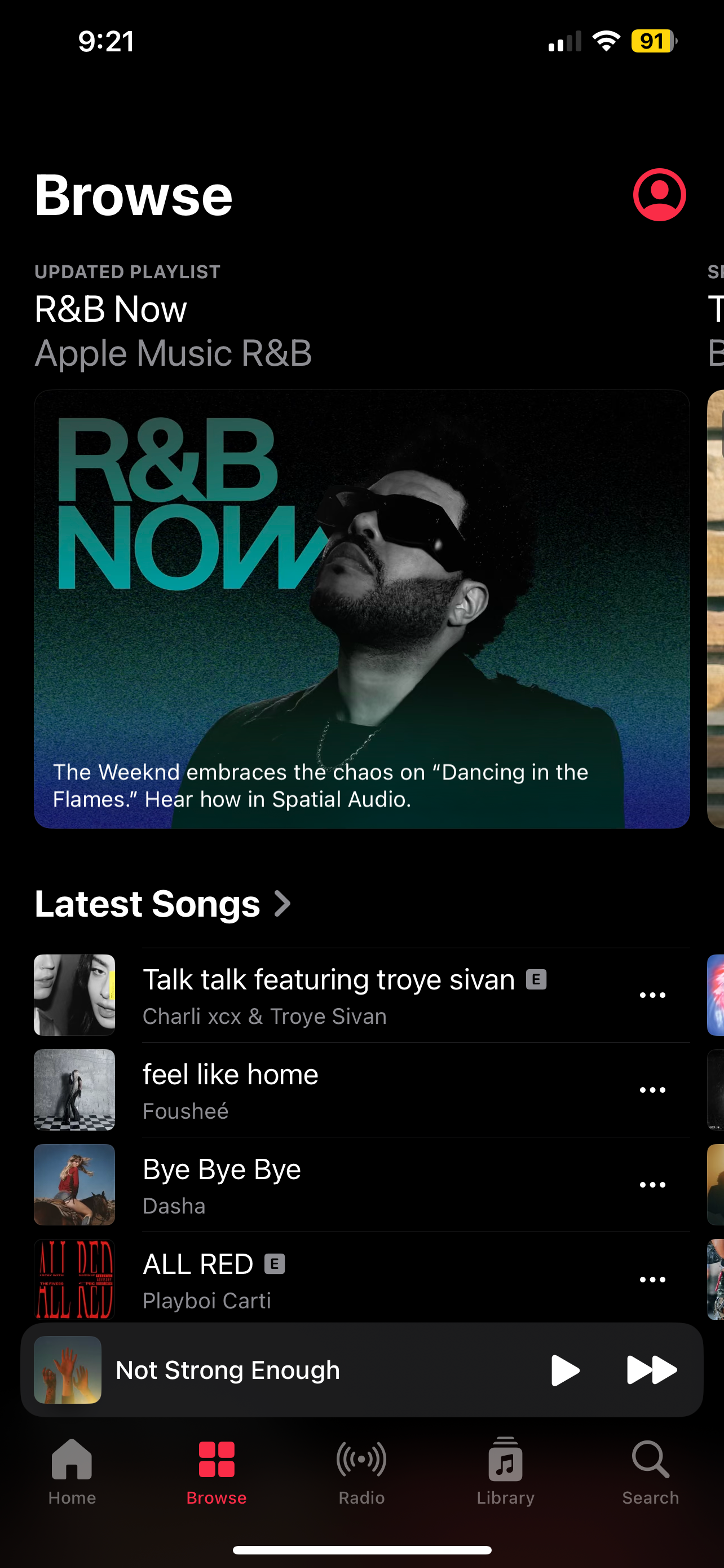 Genre playlist on Apple Music featuring R&B Now with The Weeknd