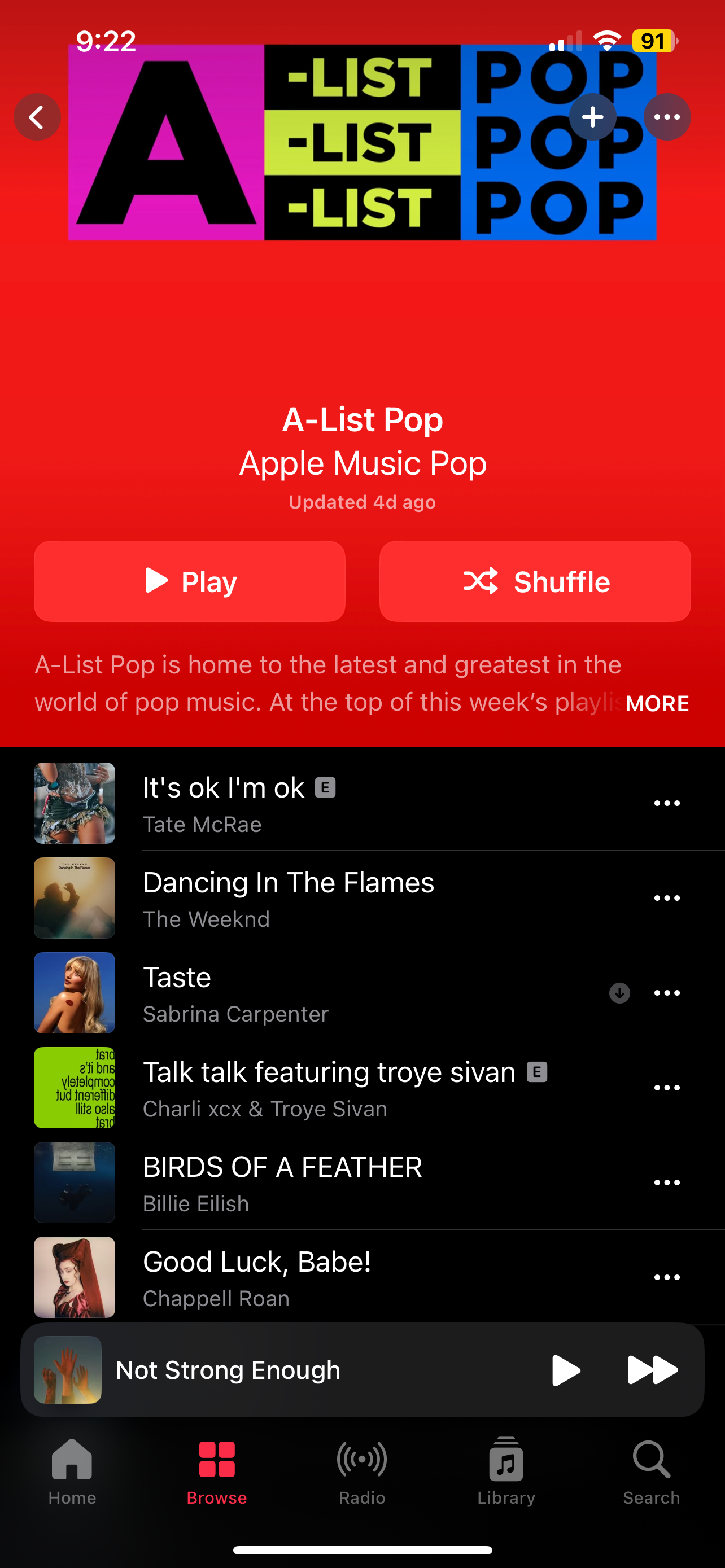 A-List Pop playlist on Apple Music with it's ok i'm ok by Tate McRae and similar music