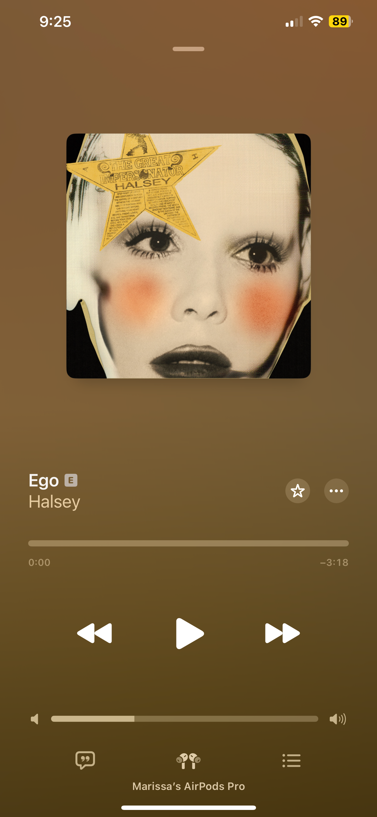 Ego by Halsey playing on Apple Music