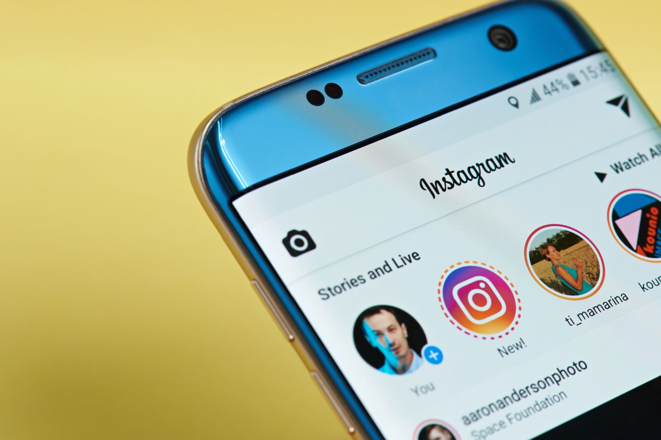 instagram stories tab on a smartphone