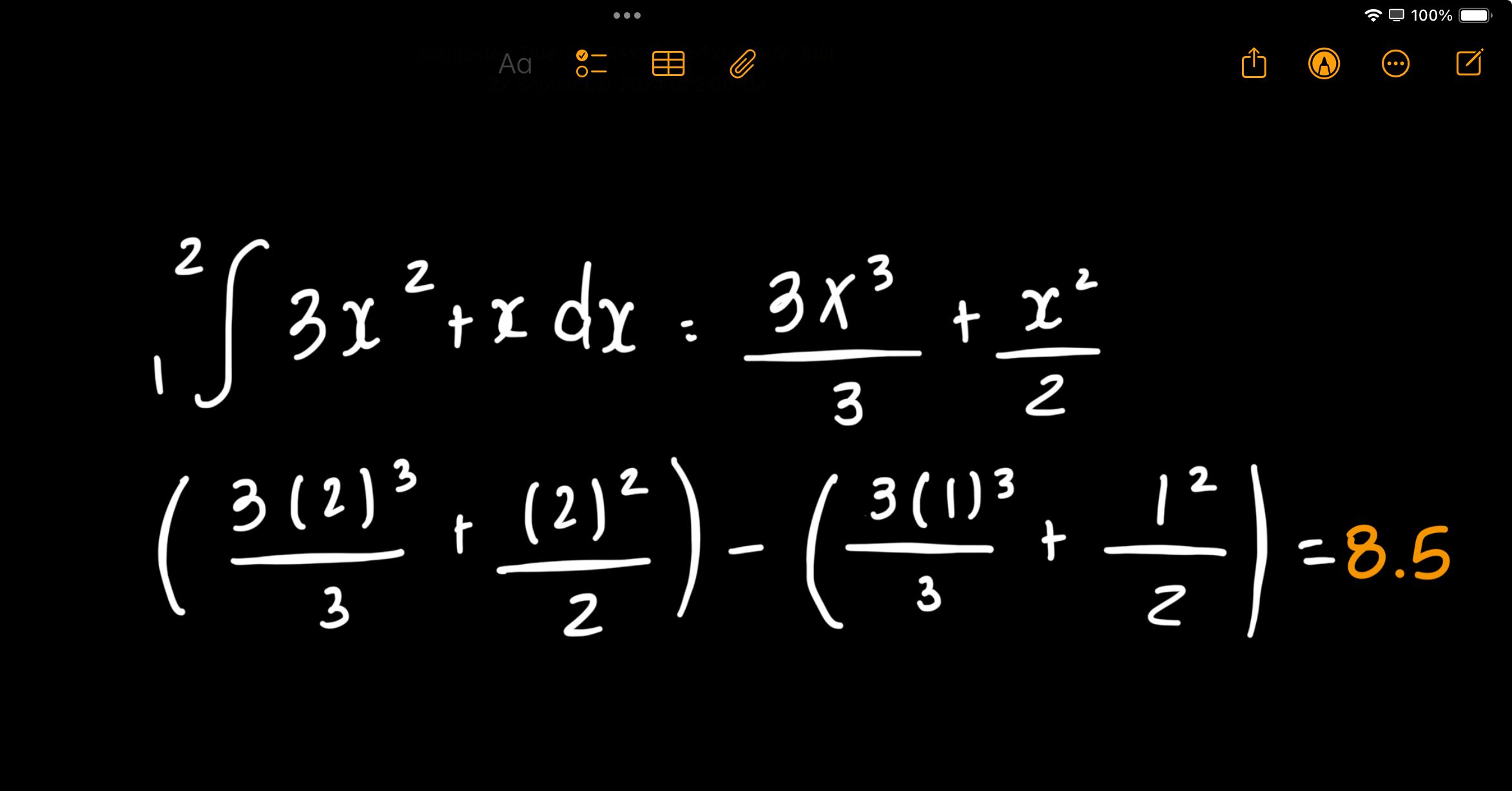 integrating an equation in the Notes app