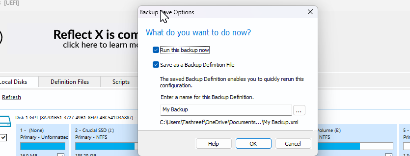 Macrium Reflect Backup Save Options