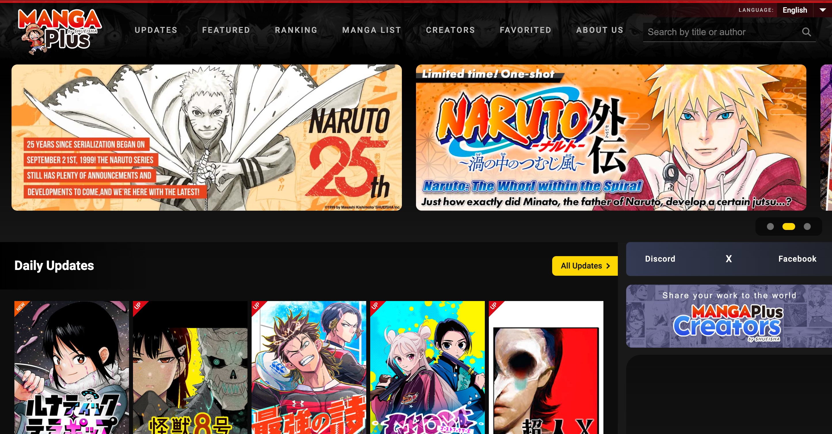 MANGA Plus comics and manga reading platform