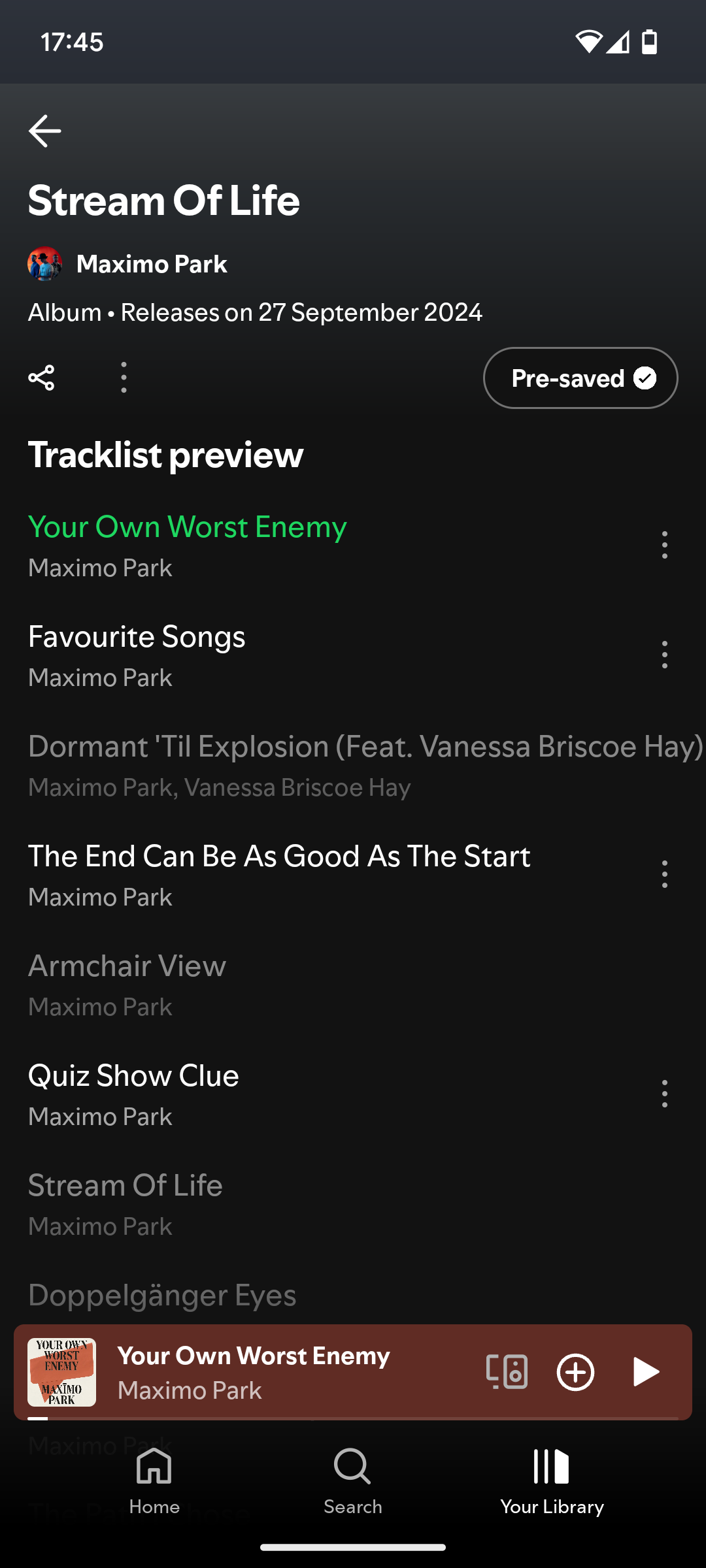 A preview of Maximo Park's new album on Spotify