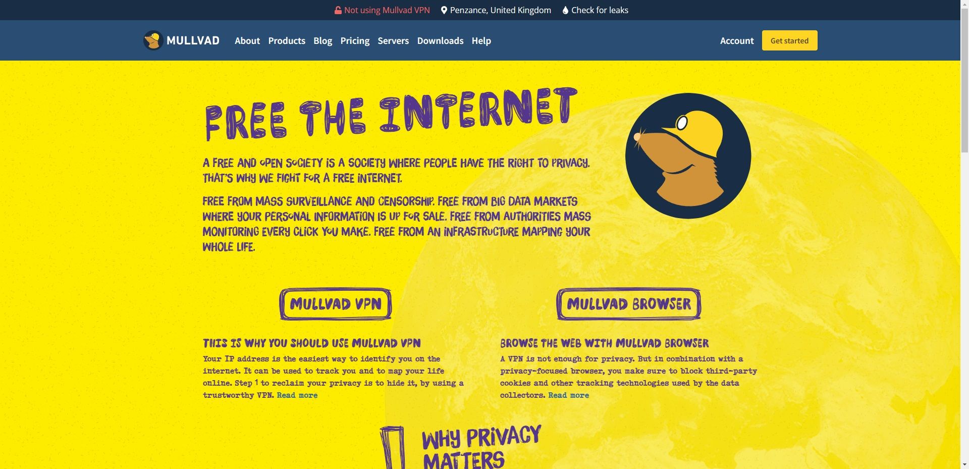 mullvad vpn home page