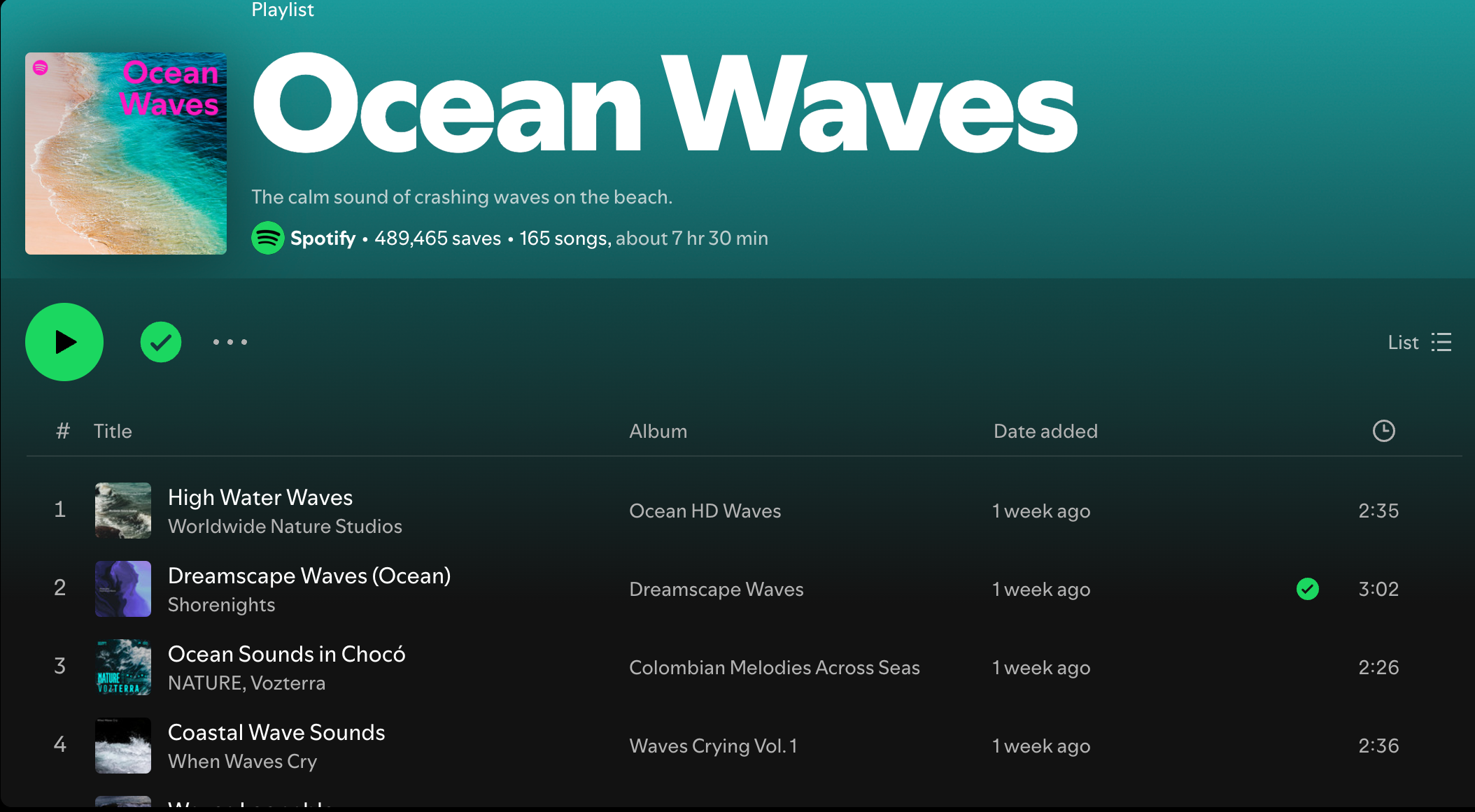 لیست پخش امواج اقیانوس در Spotify
