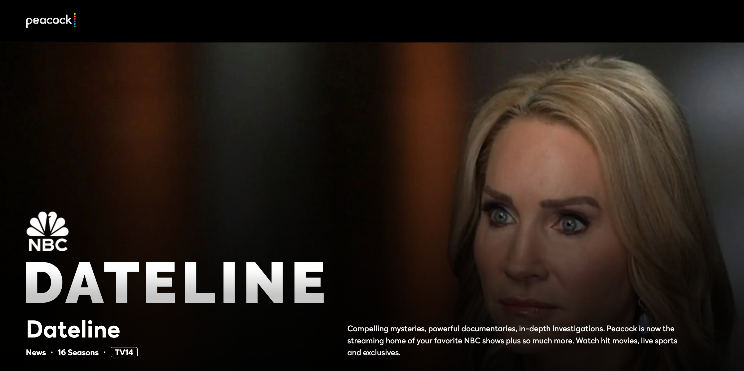 Peacock's show page for Dateline 