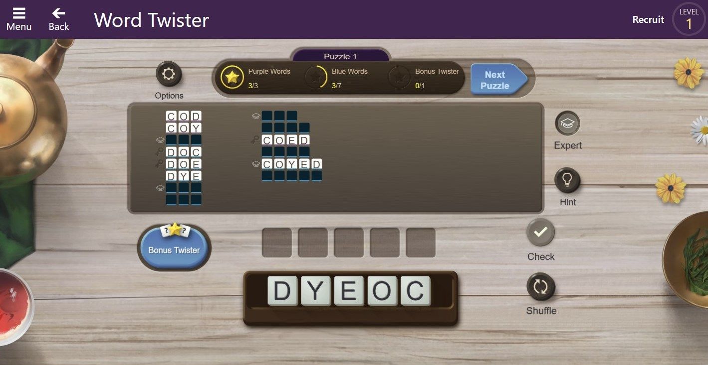 Playing Word Twister on Microsoft Bing