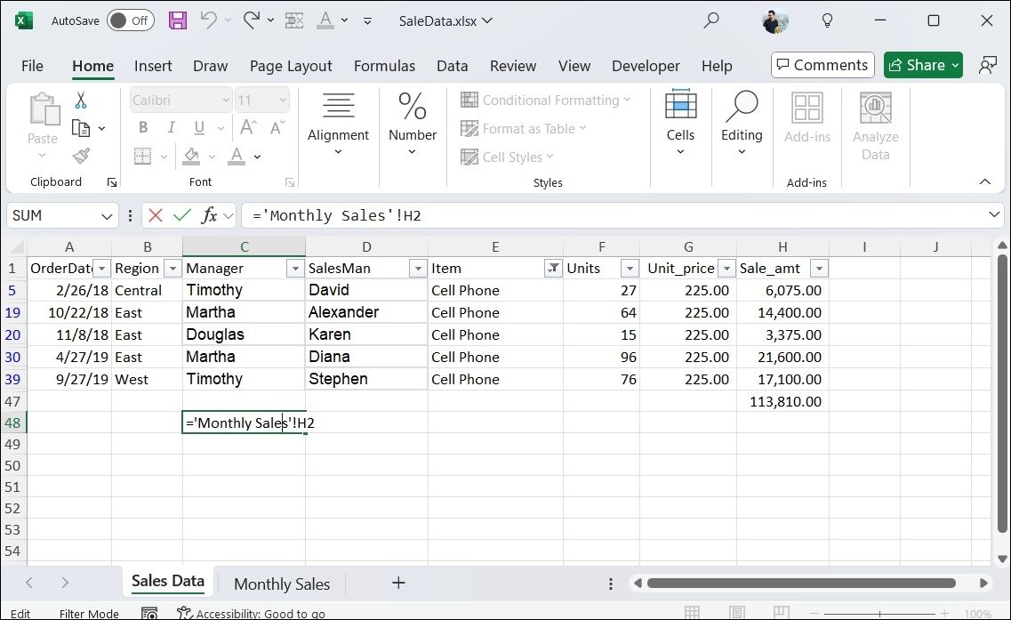 Reference Cell in Excel