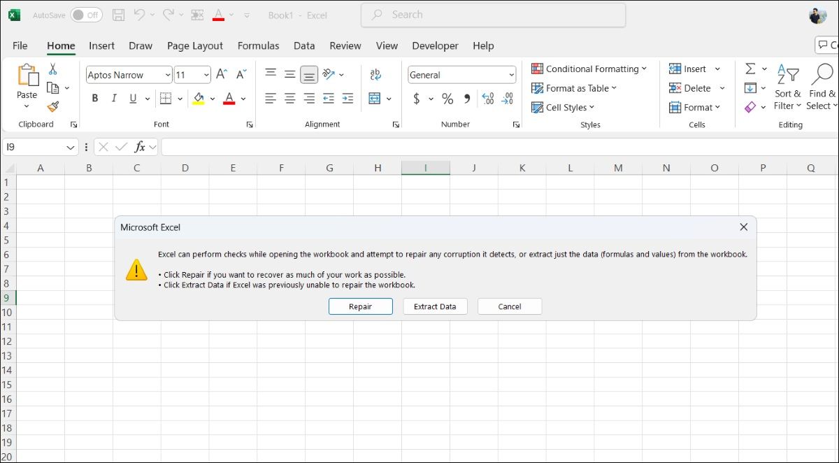 Repair Excel Workbook