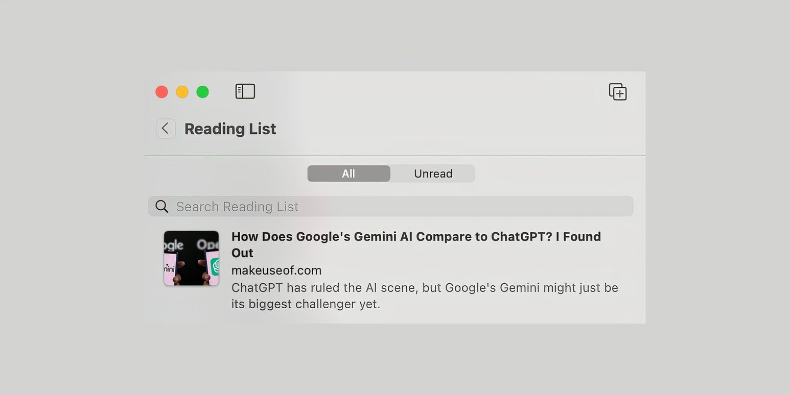 Safari's Reading List in the sidebar displays saved web pages 