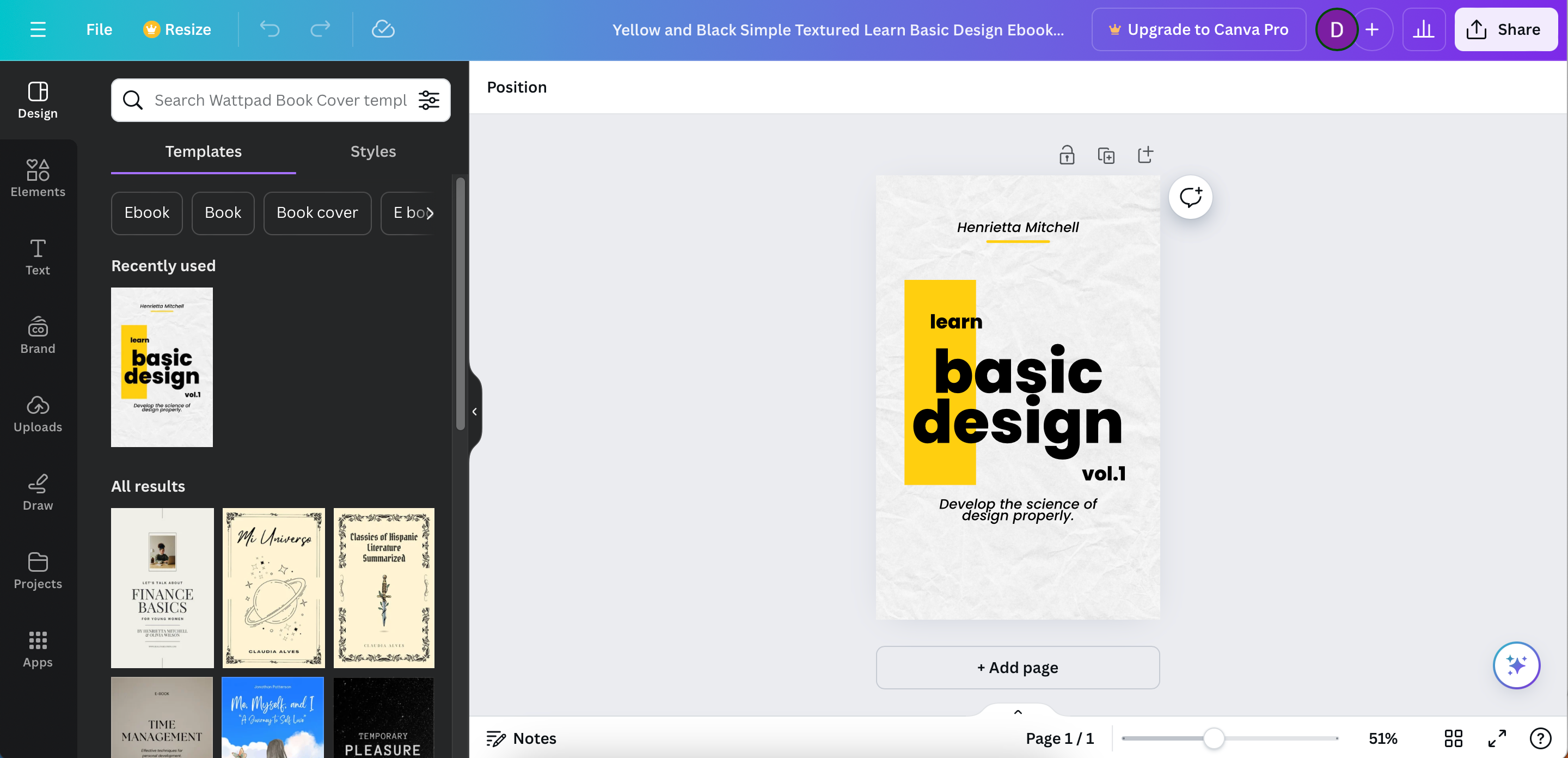 Creating an eBook Cover in the Canva App