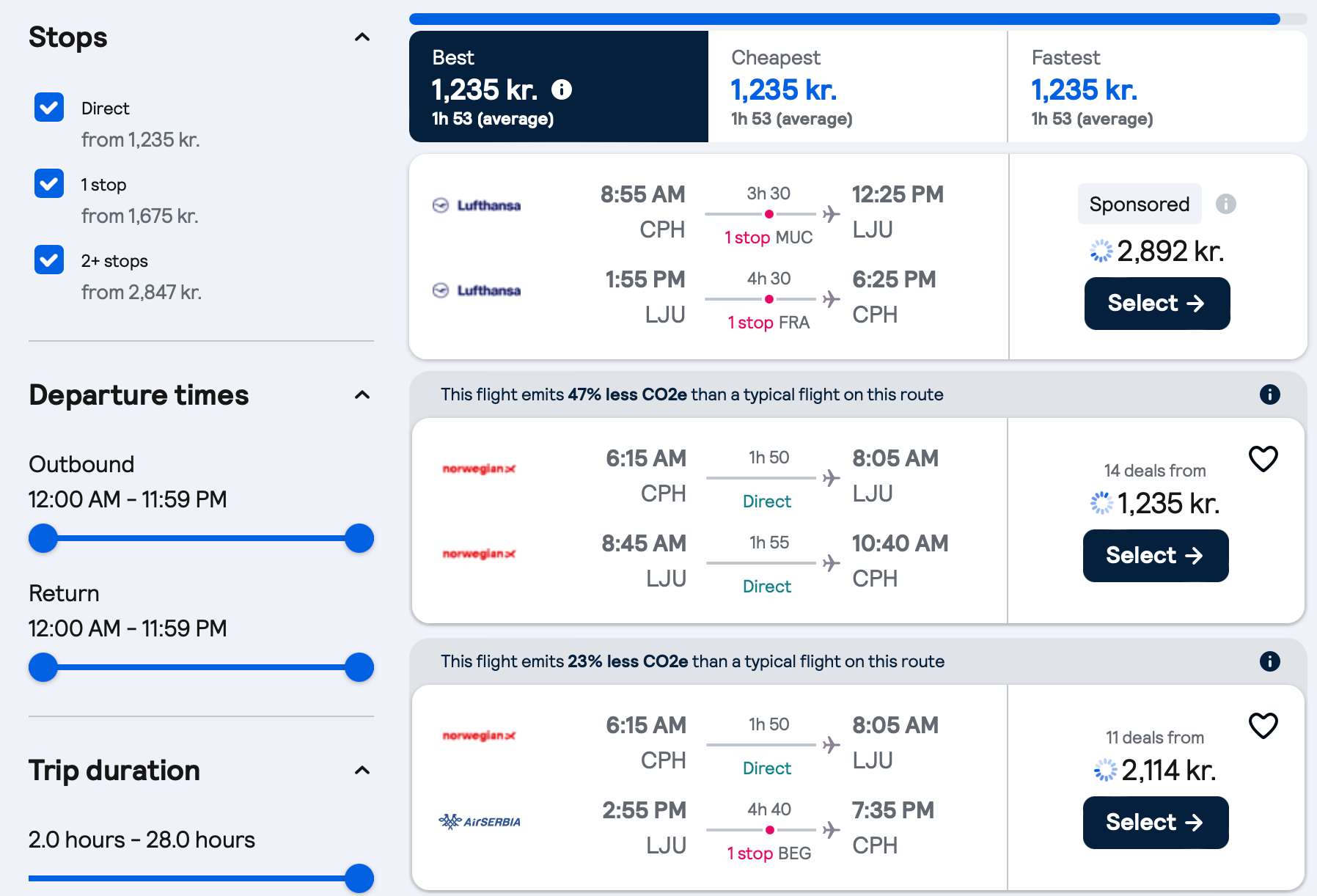 Different prices in the Skyscanner app