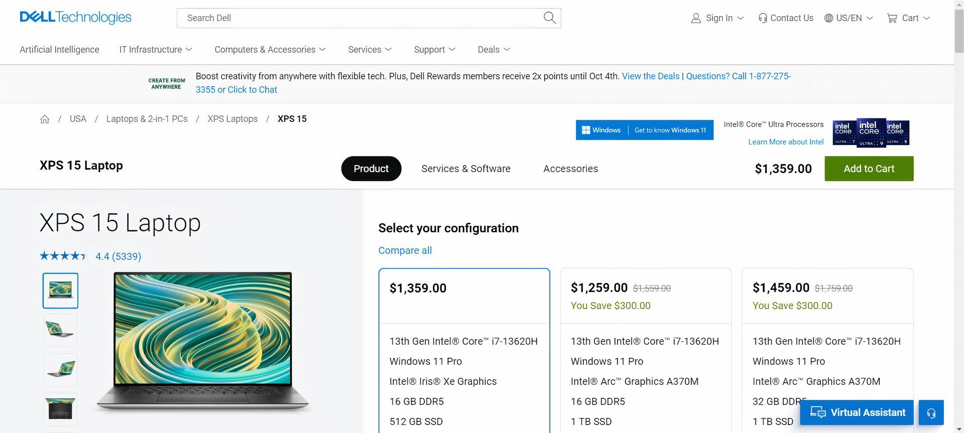 dell xps product page