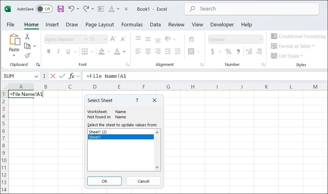 Select Sheet in Excel