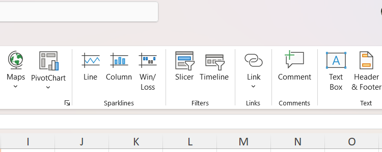 Selecting the "Slicer" option in the "Filters" section of the "Insert" tab in Excel.